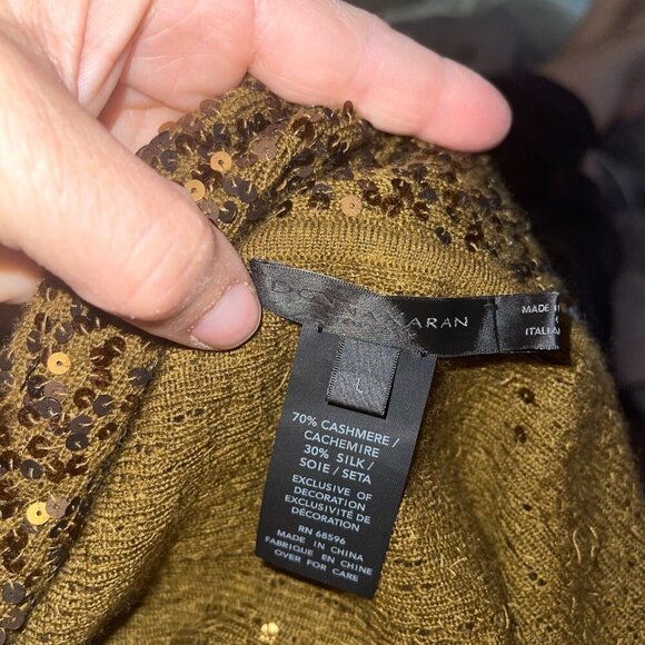 Donna Karan Womens Tank Dress Shrug Set Size Large Brown Sequin Knit Long - Picture 6 of 8